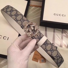 Gucci Width 3.5CM Crystal Double G Buckle Blooms Print Belt 05 2017