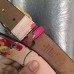 Gucci GG Blooms leather belt with double G buckle pink