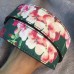 Gucci GG Blooms leather belt with interlocking G green