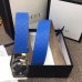 Gucci Width 4cm Signature Leather Belt Blue with Interlocking G Buckle