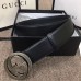 Gucci Width 4cm Leather Belt Black with Interlocking G Buckle