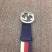 Gucci Width 4cm Sylvie Web and Leather Belt Blue with Interlocking G Buckle