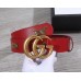 Gucci GG Buckle Calfskin Belt with Charms 38mm Width Red