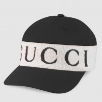 Gucci Black Baseball Hat With Gucci Headband Gucci Black Baseball Hat With Gucci Headband