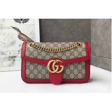 Gucci 443497 GG Marmont small shoulder bag in Beige/ebony GG canvas with Red Leather Gucci 443497 GG Marmont small shoulder bag in Beige/ebony GG canvas with Red Leather