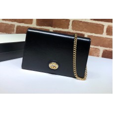 Gucci 598549 Leather chain card case wallet in Black textured leather Gucci 598549 Leather chain card case wallet in Black textured leather