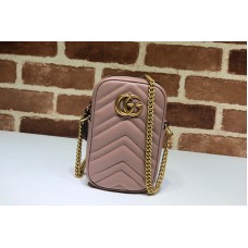 Gucci 598597 GG Marmont mini bag in Pink matelasse chevron leather Gucci 598597 GG Marmont mini bag in Pink matelasse chevron leather