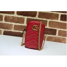 Gucci 598597 GG Marmont mini bag in Red matelasse chevron leather Gucci 598597 GG Marmont mini bag in Red matelasse chevron leather