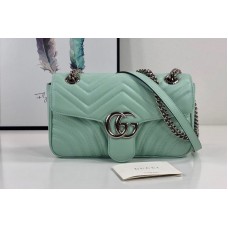 Gucci 443497 GG Marmont small shoulder bag in Pastel green matelasse chevron leather Gucci 443497 GG Marmont small shoulder bag in Pastel green matelasse chevron leather