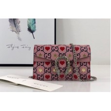 Gucci 476432 Valentine’s Day Exclusive Dionysus super mini bag in Blue/Red/Pink Leather