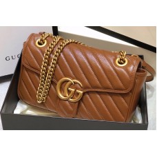 Gucci 443497 GG Marmont small matelassé shoulder bag in Brown diagonal matelassé leather Gucci 443497 GG Marmont small matelassé shoulder bag in Brown diagonal matelassé leather