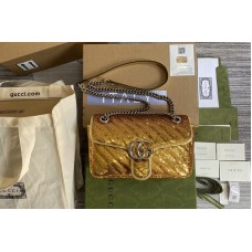 Gucci 443497 GG Marmont small sequin shoulder bag in Gold Silk Gucci 443497 GG Marmont small sequin shoulder bag in Gold Silk