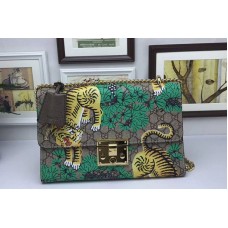 Gucci 409486 Padlock Tiger GG Shoulder Bags Green Gucci 409486 Padlock Tiger GG Shoulder Bags Green