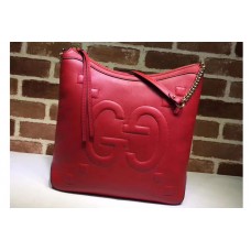 Gucci 453562 Embossed GG Leather Hobo Bags Red Gucci 453562 Embossed GG Leather Hobo Bags Red