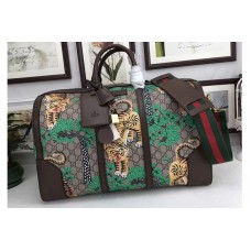 Gucci 406380 Tiger Print GG Canvas Boston Bags Green Gucci 406380 Tiger Print GG Canvas Boston Bags Green