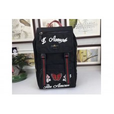 Gucci 450982 Embroidered technical canvas backpack Black Gucci 450982 Embroidered technical canvas backpack Black
