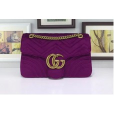 Gucci 443496 GG Marmont Velvet Shoulder Bags Purple Gucci 443496 GG Marmont Velvet Shoulder Bags Purple