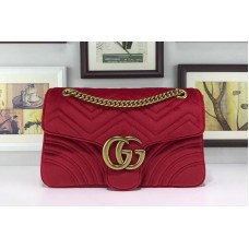 Gucci 443496 GG Marmont Velvet Shoulder Bags Red Gucci 443496 GG Marmont Velvet Shoulder Bags Red