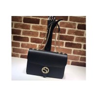 Gucci 510303 Interlocking GG Leather Crossbody Bags Black Gucci 510303 Interlocking GG Leather Crossbody Bags Black
