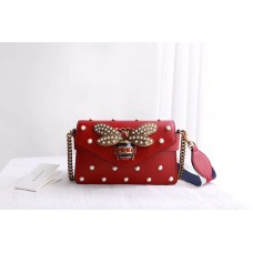 Gucci 453778 Broadway Leather Clutch Red