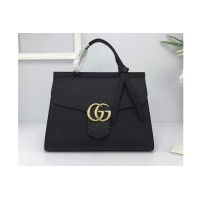 Gucci 421890 GG Marmont Leather Top Handle Bag Black Gucci 421890 GG Marmont Leather Top Handle Bag Black