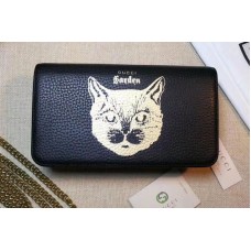 Gucci 521552 Original Calf leather Mini cross-body clutch With Cat Black