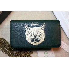 Gucci 521552 Original Calf leather Mini cross-body clutch With Cat Green