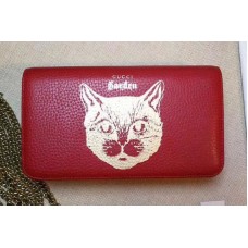 Gucci 521552 Original Calf leather Mini cross-body clutch With Cat Red