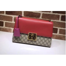 Gucci 409486 Padlock GG Supreme Shoulder Bags Red Gucci 409486 Padlock GG Supreme Shoulder Bags Red