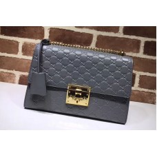 Gucci 409486 Padlock Gucci Signature Shoulder Bag Grey Gucci 409486 Padlock Gucci Signature Shoulder Bag Grey