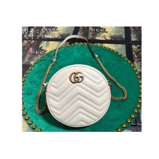 Gucci 550154 GG Marmont mini round shoulder bag White leather Gucci 550154 GG Marmont mini round shoulder bag White leather