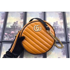 Gucci 550154 GG Marmont mini round shoulder bags cognac leather Gucci 550154 GG Marmont mini round shoulder bags cognac leather