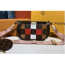 Louis Vuitton M44840 LV Multi Pochette Accessoires cross-body bags Monogram canvas With Pink Strap Louis Vuitton M44840 LV Multi Pochette Accessoires cross-body bags Monogram canvas With Pink Strap