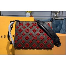 Louis Vuitton M54330 LV Triangle Shaped Shoulder Bag Monogram Empreinte Leather with Red embroidery Louis Vuitton M54330 LV Triangle Shaped Shoulder Bag Monogram Empreinte Leather with Red embroidery