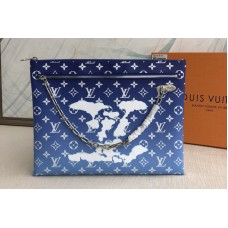 Louis Vuitton M45480 LV Virgil Abloh Etui Voyage GM in Blue Monogram Canvas Louis Vuitton M45480 LV Virgil Abloh Etui Voyage GM in Blue Monogram Canvas