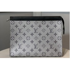 Louis Vuitton M61692 LV Pochette Voyage MM Bags in Silver Monogram Eclipse Canvas Louis Vuitton M61692 LV Pochette Voyage MM Bags in Silver Monogram Eclipse Canvas