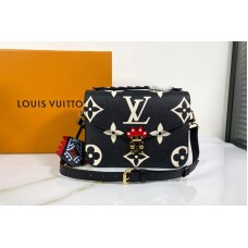 Louis Vuitton M45385 LV Crafty Pochette Métis handbag in Black Embossed grained cowhide leather Louis Vuitton M45385 LV Crafty Pochette Métis handbag in Black Embossed grained cowhide leather