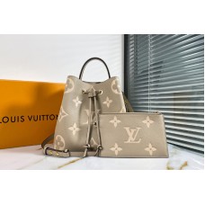 Louis Vuitton M45555 LV NéoNoé MM bucket bag in Tourterelle Gray/Cream Monogram Empreinte Leather Louis Vuitton M45555 LV NéoNoé MM bucket bag in Tourterelle Gray/Cream Monogram Empreinte Leather
