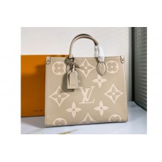 Louis Vuitton M45494 LV OnTheGo MM medium tote bag Cream Embossed grained cowhide leather Louis Vuitton M45494 LV OnTheGo MM medium tote bag Cream Embossed grained cowhide leather