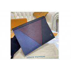 Louis Vuitton M30718 LV Pochette Voyage MM in Burgundy, black and navy blue Taiga leather Louis Vuitton M30718 LV Pochette Voyage MM in Burgundy, black and navy blue Taiga leather