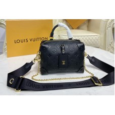 Louis Vuitton M45393 LV Petite Malle Souple handbag in Black Embossed grained cowhide leather Louis Vuitton M45393 LV Petite Malle Souple handbag in Black Embossed grained cowhide leather