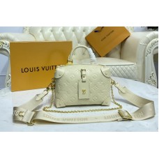 Louis Vuitton M45394 LV Petite Malle Souple handbag in Cream Embossed grained cowhide leather Louis Vuitton M45394 LV Petite Malle Souple handbag in Cream Embossed grained cowhide leather