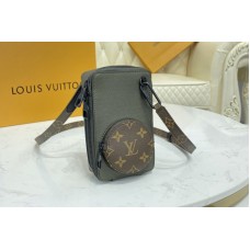 Louis Vuitton M30581 LV Phone Box Bag In Khaki Green Taiga embossed cowhide leather