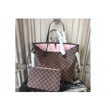 Louis Vuitton N41603 Neverfull MM Damier Ebene Canvas Bags Pink Louis Vuitton N41603 Neverfull MM Damier Ebene Canvas Bags Pink