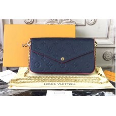 Louis Vuitton M64099 Monogram Empreinte Pochette Felicie Bags Blue Louis Vuitton M64099 Monogram Empreinte Pochette Felicie Bags Blue