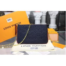 Louis Vuitton M63916 Pochette Double Zip Monogram Empreinte Leather Marine Rouge Louis Vuitton M63916 Pochette Double Zip Monogram Empreinte Leather Marine Rouge