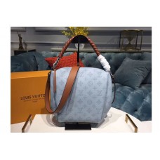 Louis Vuitton M53153 Babylone PM Mahina Calfskin Leather Horizon Blue / Pumpkin Orange