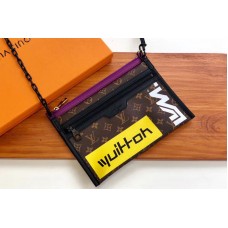 Louis Vuitton M44641 Double Flat Messenger Bags Monogram canvas/Purple Monogram Denim Louis Vuitton M44641 Double Flat Messenger Bags Monogram canvas/Purple Monogram Denim