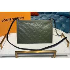 Louis Vuitton M44635 LV Double Flat Messenger Bags Black/Green Monogram Shadow leather Louis Vuitton M44635 LV Double Flat Messenger Bags Black/Green Monogram Shadow leather