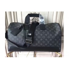 Louis Vuitton M43038 Monogram Eclipse Canvas Keepall Voyager Bags Louis Vuitton M43038 Monogram Eclipse Canvas Keepall Voyager Bags